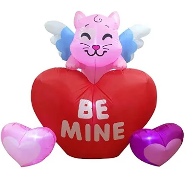 Custom Inflatable Kitten Loving Round 2-Color LED 90cm PVC Material UV/Silk Screen Printed Christmas Outdoor Activities