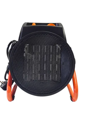 Industrial 3KW 220V Black Electrical Fan Heater Equipped with Orange Curved Pipe Bracket