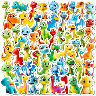 56Pcs Cartoon 3D Dinosaurs Graffiti Stickers Colorful Kids Toy for Bottle Book Decoration Children Party DIY Craft Decal