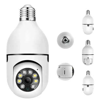SD Card Storage 2 Ways Audio Wireless Night Vision Light Bulb Security Camera 2K 2.4GHZ Wifi Light Bulb Lamp Wifi 2mp Ptz Camera