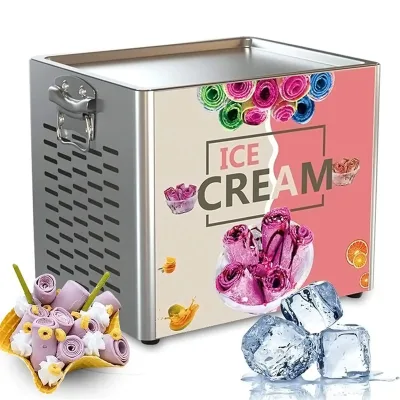 Commercial Countertop Mini Portable 110-220V Electric Fried Ice Cream Yogurt Fruit Smoothie Machine Home Street Use