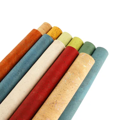 Eco-friendly Vegan Bread Vein Sustainable Thick Cork Fabric Synthetic Leather Wholesale for Making Cork Bags