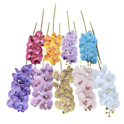 Nude Color Single Stem Wholesale Real Touch White Orchid Flowers Artificial Phalaenopsis Blue Orchids Artificial Flower
