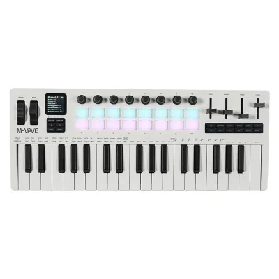 M-VAVE SMK-37 PRO 37-Key MIDI Keyboard Controller RGB Drum Pads LCD Display Pitch Mod Wheel Sliders-Portable USB for Music