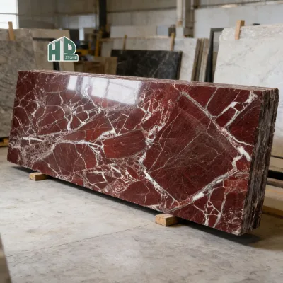 Polished Rosso Lepanto Marble Slabs with White Striped Veins for Home Bedroom Floor & Wall Interior Decoration