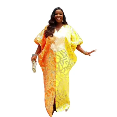 Women's Plus Size African Kaftan Jacquard Polyester Long Dress Free Boubou All Seasons