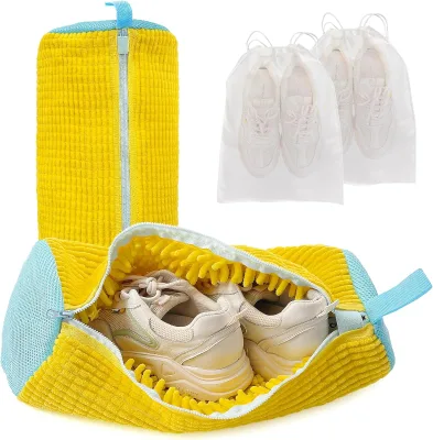 Durable Reusable Silicone Rubber Sneaker Wash Bag with Zipper for Bathroom Use and Washing Dryer Machine