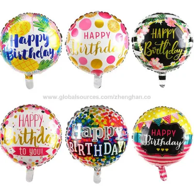 Foil balloon, eco-friendly 18 inch Happy birthday round mylar helium balloon for party decoration