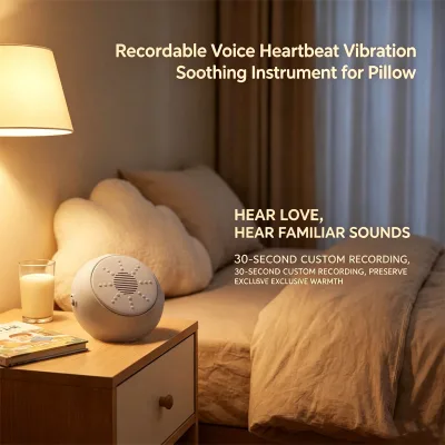 OEM White Noise Sound Machine Vibrational Sleep Device Anxiety Relief HeartBeat Box Vibration Plush Sound Module for Fall Asleep