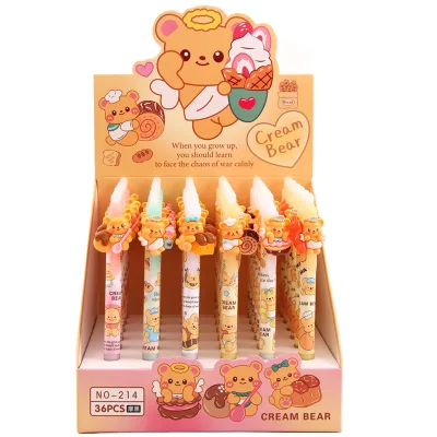 HY 2026 Hot New Kawaii School Office Tools Stationery Wholesale Creative Bear Erasable Gel Pen 0.5mm