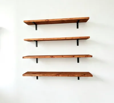 Factory Wholesale Solid Wooden Storage Shelf Rustic Hanging Shelf Decorative Wall Storage Black Shelf Brackets
