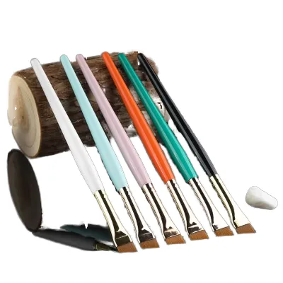 Professional Flat Angled Lash Lift Brush Wood Handle Soft Synthetic Bristle Eyelash Perm Brush for Eyeliner Keratin Lash Lifting