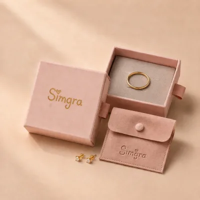 Luxury Pink Rigid Jewelry Box with Velvet Pouch Set Custom Logo Drawer Slide Gift Packaging for Ring Earring Bracelet