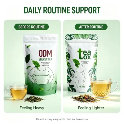 Herbal Body Cleansing Tea, Morning Boost Tea & Night Detox Tea Kit, Hibiscus Chamomile Blend, Gut Health Support Tea Bags