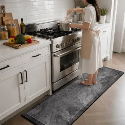Vortex Novelty Print Optical Illusion Eco-Friendly Rubber Backed Diatom Mud Kitchen Mat for Home Floor Use