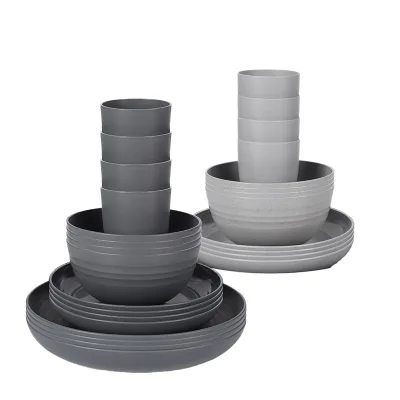 Natural Eco-Friendly Melamine 4-Piece Dinnerware Sets with Cup Kit