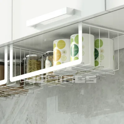Metal Wire Hanging Basket Kitchen Under Shelf Storage and Closet Rack Modern Organizer System