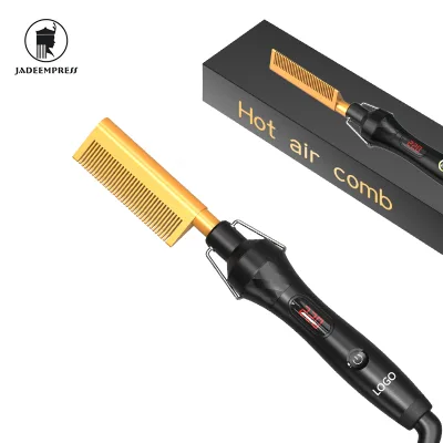 500 Degrees Bling Afro Electric Hair Brush Rhinestone Logo Pink Diamond Hot Comb Hair Straightener Salon Styling Feature Plastic