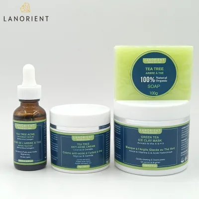 OEM Private Label Natural Tea Tree Vitamin C Collagen Strong Effect Moisturizing Facial Set Cream Soap for Unisex