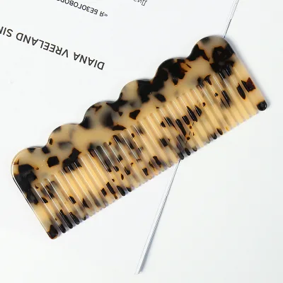 12cm Custom LOGO Plastic Tortoise Acetate Cellulose Leopard Marble Wide Tooth Hair Brush and Comb