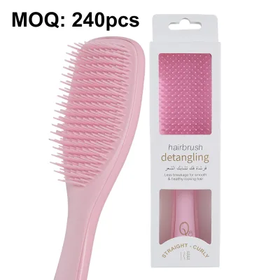 Pink Detangler Brush, Straight to Wavy, Two-tier Teeth Reduce Breakage & Split Ends on Wet or Dry Hair Shower-friendly Hairbrush