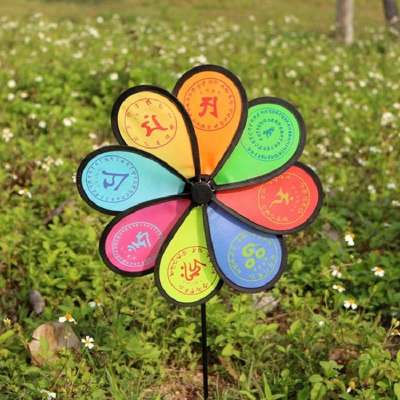 Indoor Outdoor Decoration Plastic Double Coloured Windmill Garden Windmill Pinwheel for Kids