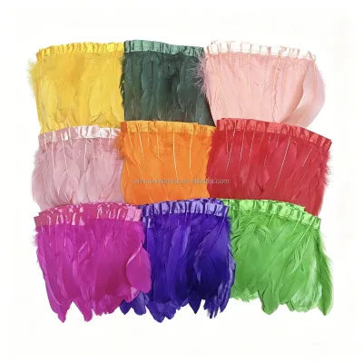 Multi Colors Dyed Goose Feather Trim Fringe 2 Yards Wholesale for Party Costume Decor