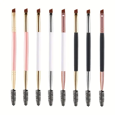 Best Selling Double-ended Eye Brow Brush for Use for Makeup Application Angled Eyebrow Brush Spoolie Brush for Perfect Eyebrows