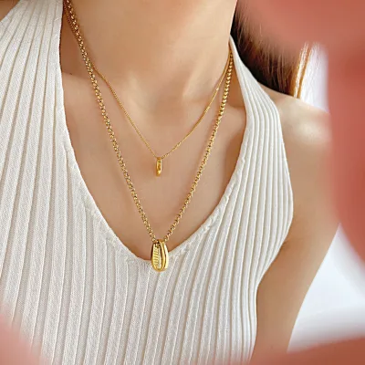 Hypoallergenic 316L Stainless Steel Luxury Fashion Jewelry 18K Gold Plated 2-Layer Link Chain Choker Necklace 2026 Factory Sales