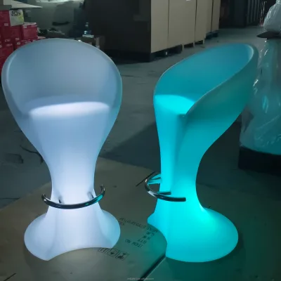 Contemporary LED Glow Plastic Bar Stools Bar Counter Chairs for Commercial Pub/Hotel Bar Comfortable High Seats 16RGB Bar Chairs