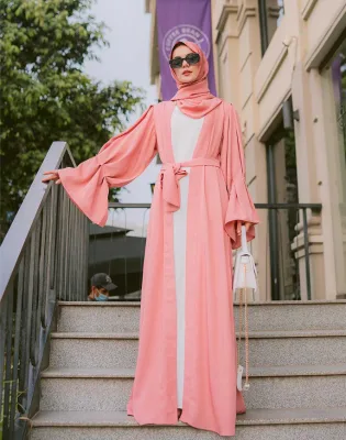 Aschulman Custom 2023 Puff Sleeves Beaded Islamic Wear Abaya Saudi Arabia for Women Turkis