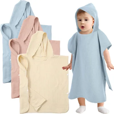 Factory Wholesale/OEM Crepe Children's Hooded Cape for All Seasons Boys and Girls Bathrobe Can Be Worn and Wrapped