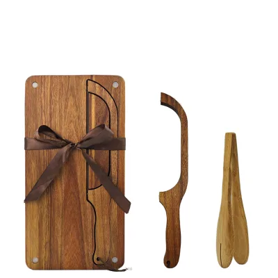 Wooden Cutting Board Set with Knife Slots, 3-Piece