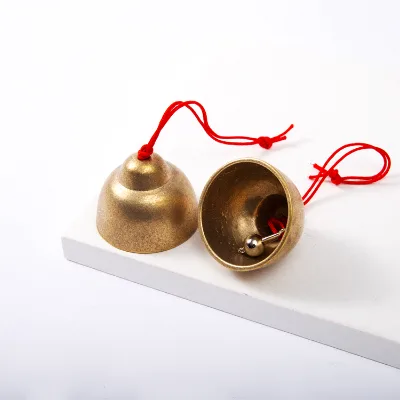 China Factory Supply Antique Brass Jingle Bell With Red Rope Door Bell for Home Decoration