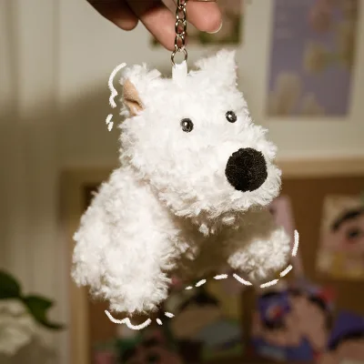 Dog Plush Doll Keychain Mini West Highland White Pendant Accessories Cute Animal Cute Puppy Plush Doll Keychain Pendant for Gift