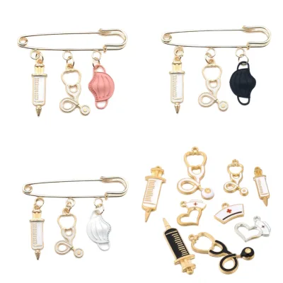 Cute Hospital Stethoscope Brooch Pins Nurse Week Gifts Enamel Lapel Pin Decoration Brooch Medical Doctor Wedding Alloy Plating