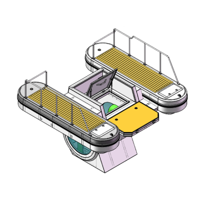 Underwater Compact Semi Submarine Personal Yacht Boat with Twin Outboard Electric Engine