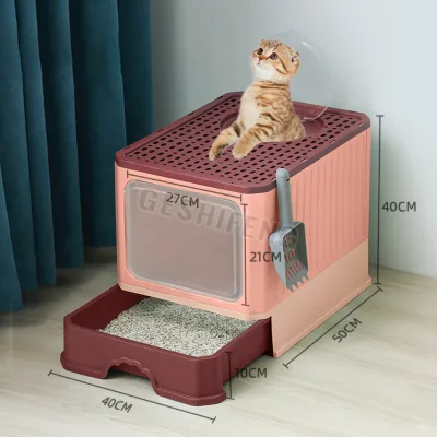 Wholesale Pet Products Folding Drawer Type Cat Trash Can Toilet Cat Fully Enclosed Cat Litter Box