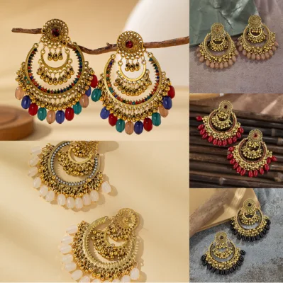 BOYI 2025 Vintage Oversized Retro Bohemian Style Hollow Tassel Earrings for Women