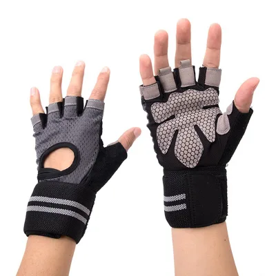 Custom Logo Sports Fitness Training Thin Breathable Half Finger Gloves Lengthened Wrist protection Non-slip Gloves