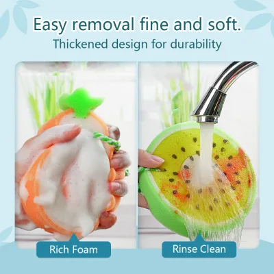 Cute Fruit Shape Kitchen Sponge Dual Sided Thickened Dish Cleaning Sponge High Absorbency Eco-Friendly Scouring Pad for Kitchen