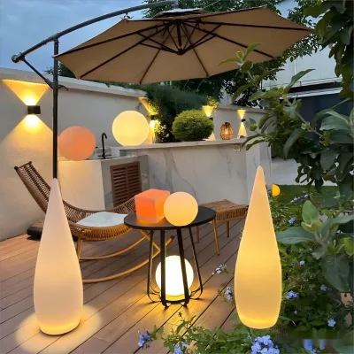 Dropship Outdoor Variable Light LED Luminous Water Drop Shaped Floor Lamp for Hotel Courtyard Garden Christmas Decoration