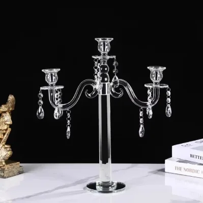 Crystal Candelabra Wedding Party Centerpiece Christmas Decoration Flameless Eco-Friendly Home Holiday Decor