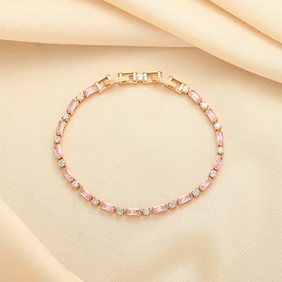 Environmentally Friendly Copper Niche High-end Feeling White pink Bracelet High-end Versatile Light Luxury Jewelry Wholesale