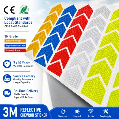 Car Arrow Reflective PVC Sticker Electric Motorcycle Body Decoration Modified Scratch Cover Warning Printable Prismatic