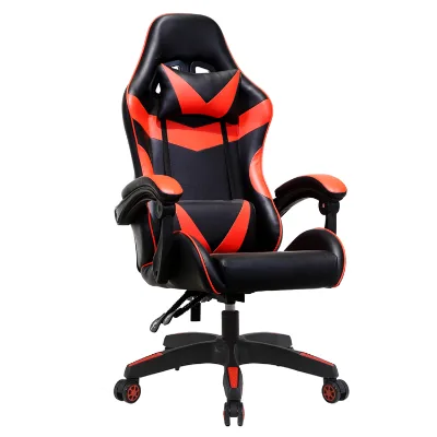 Custom Premium Quality Ergonomic Cheap White and Black Rgb Pink Office Fabric Leather Computer Gaming Chair With Foot Rest Black