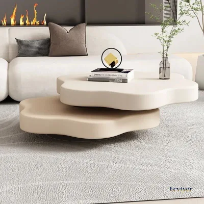 Rotating Italian Style Floral Coffee Table Viral Bestsellersimple Design Stone Slab Top Living Rooms Small Homes Creamy