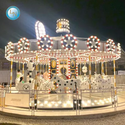 Popular Sale LINO Merry Go Round Rotary Swing Carousel Amusement Animal Style Fiberglass Outdoor & Indoor Use for Sale