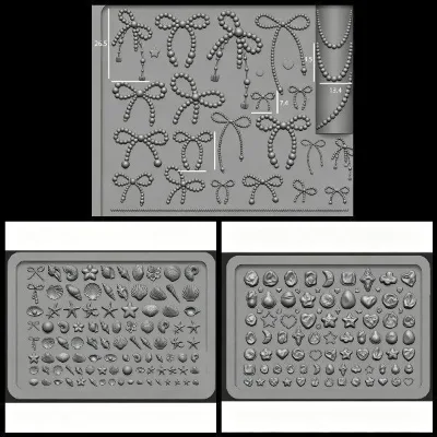 Cute Vintage Ocean Bowknot Baroque 3D Nail Art Silicone Mold Pearl Seashell Starfish Moon Pattern Portable DIY Nail Manicure