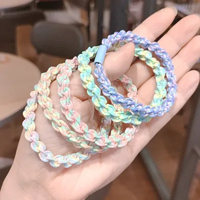 Hair Ties for Thick Hair No Crease No Damage Ponytail Holder Rainbow Strong Elastic Hair Bands